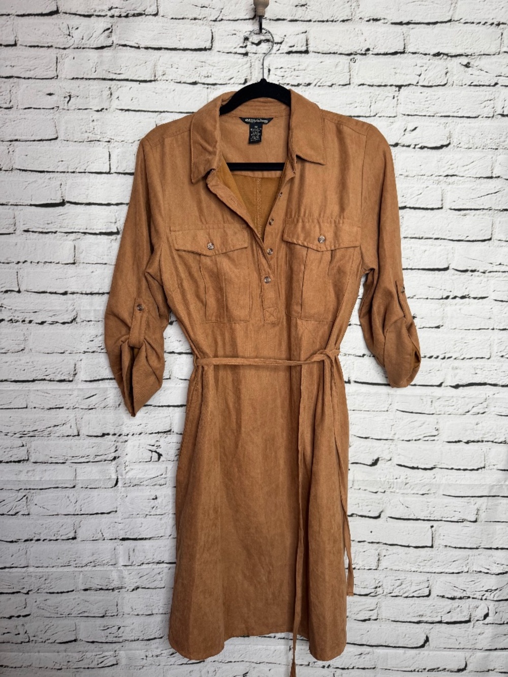 Millenium Faux Suede Safari Shirt Dress